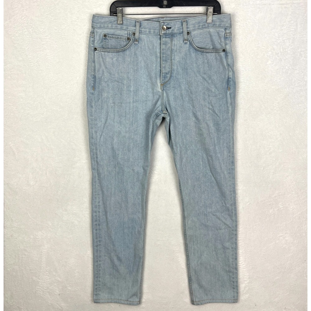 Rag & Bone Slim Straight Jeans Mens 36x31‎ Blue Button Fly Denim Light Wash
